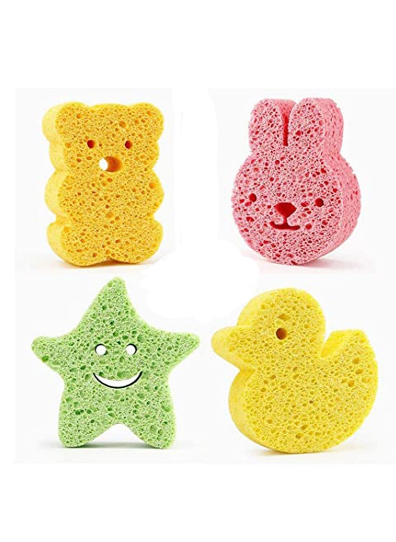 4 Pack Premium Bath Sponge, Bath Foam Rub Shower Sponge, Soft Cotton Scrubber Bath Brush Rubbing Towel for Toddler Infant Newborn Great for Sensitive Skin