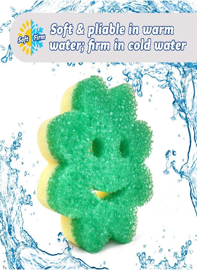 Scrub Daddy Sponge Set - Scrub Mommy Power Flower Dual- Sided Sponge and Scrubber - Non Scratch Sponge for Dishes and Home, Odor Resistant, Firm in Cold Water Soft in Warm , Multi-Surface 3 ct