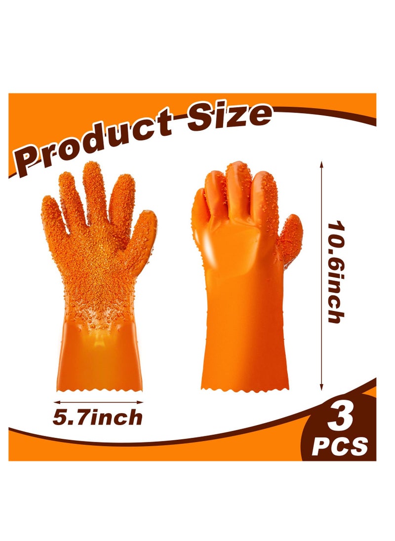 SYOSI, 3 Pairs Sewer Non Slip Gloves, PVC Sewer Gloves Reusable Abrasion Resistant, Drain Cleaning Waterproof Safety Work Gloves for Men Women Plumber Tools