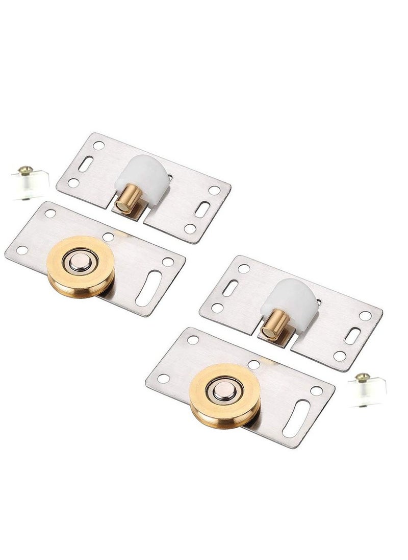 2Pcs Sliding Door Roller Mute Nylon Wheels Gear Track Kits, 30mm Furniture Roller Wheels Sliding Wheels, Sliding Door Fittings Heavy Duty Door Runner for Wardrobe Cabinet