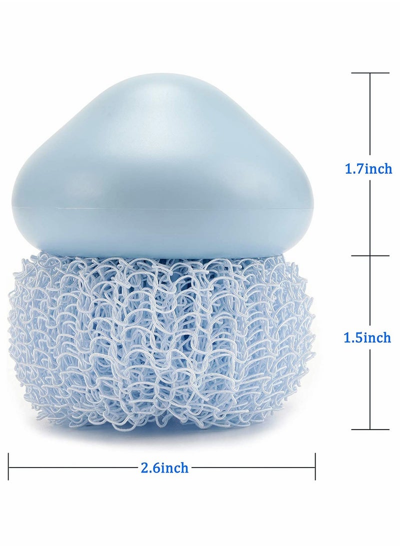 Dish Brushes, Dish Scrubber, Sponges for Dishes, Reusable and Sturdy Mesh Scourers Round Dish Pads for Household or Kitch Cleaning, Pack of 4