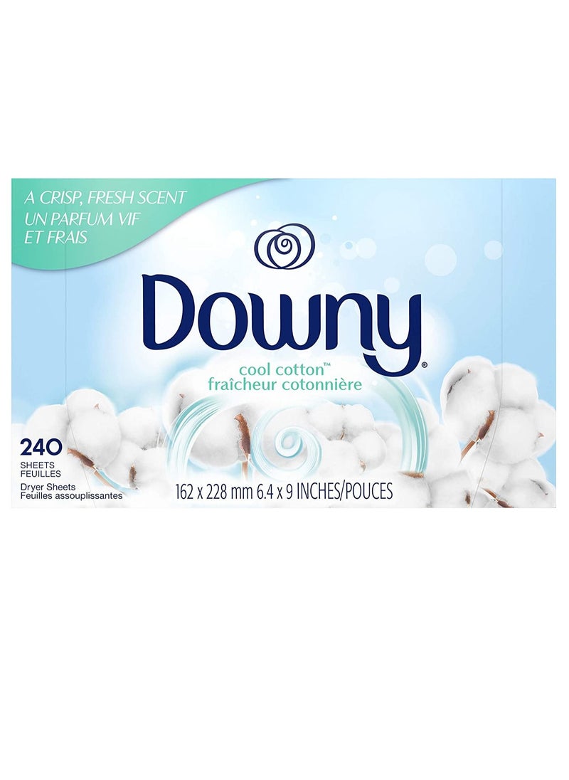 Downy Fabric Softener Dryer Sheets, Cool Cotton, 240 Count