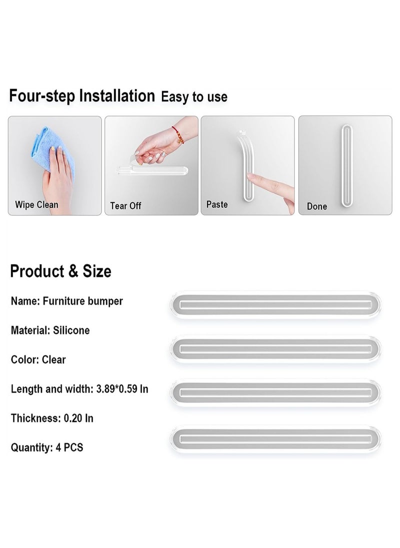Clear Furniture Bumpers 4 Pack Rubber Bumper Strip for Chairs to Protect Walls Self Adhesive Shower Door Bumpers for Cabinet Door Car Door Drawer Toilet Lid