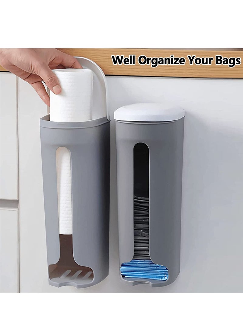 Plastic Bag Holder, 2 Pcs Wall Mount Plastic Bag Organizer, Durable Plastic Grocery Bag Saver, Trash Bag Dispenser Under The Sink, Grocery Shopping Bags Saver For Kitchen Cabinet Door