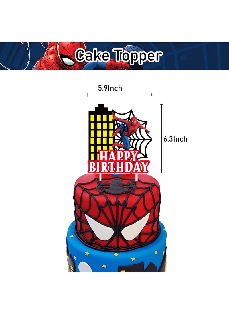 Spider Man Theme Birthday Party Balloon Decoration Set,Birthday Decorations for Kids,Spiderman Cake Decoration Set