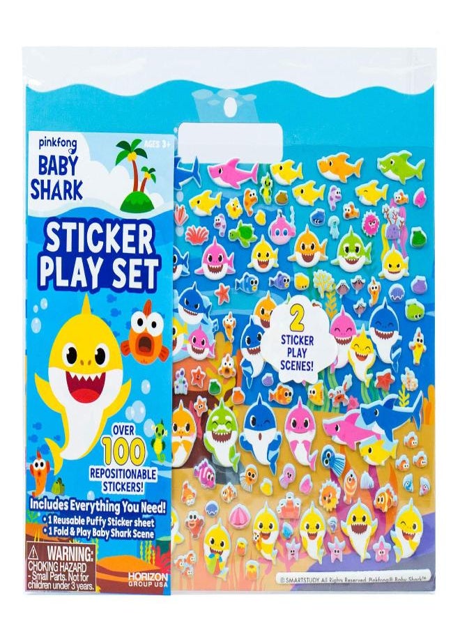 Horizon Group USA Baby Shark Sticker Play Set - 100 Reusable Puffy Stickers - Baby Shark Sticker Bundle for Kids Ages 3 and Up