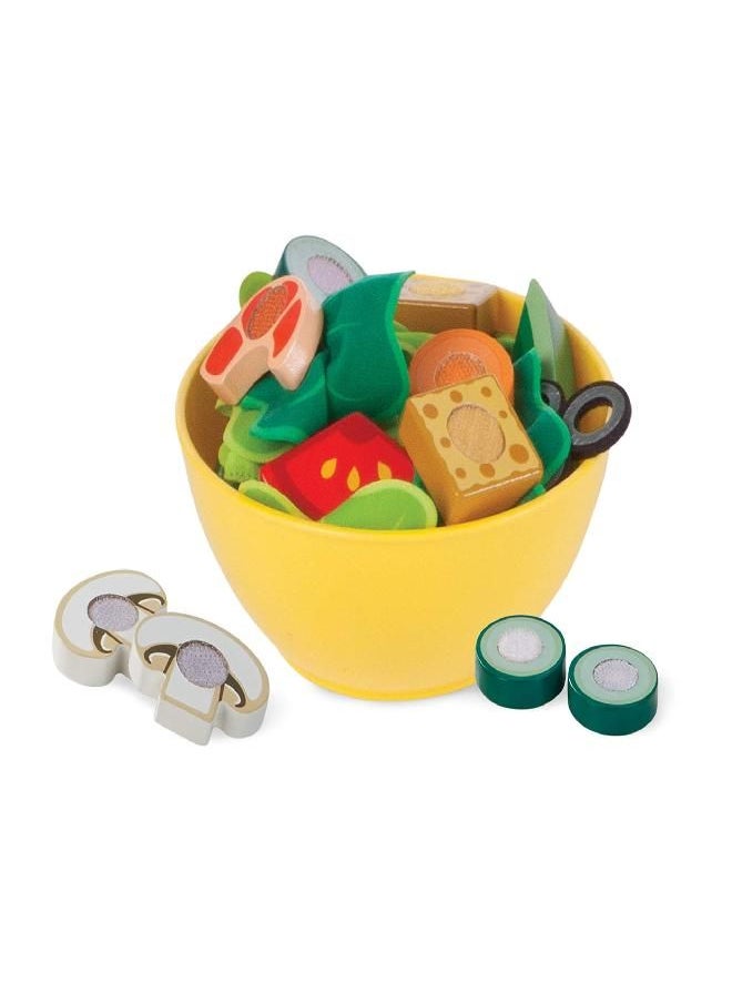 Melissa & Doug Slice and Toss Salad Play Set - 52 Wooden and Felt Pieces , Green - Pretend Food, Kitchen Accessories For Kids Ages 3+