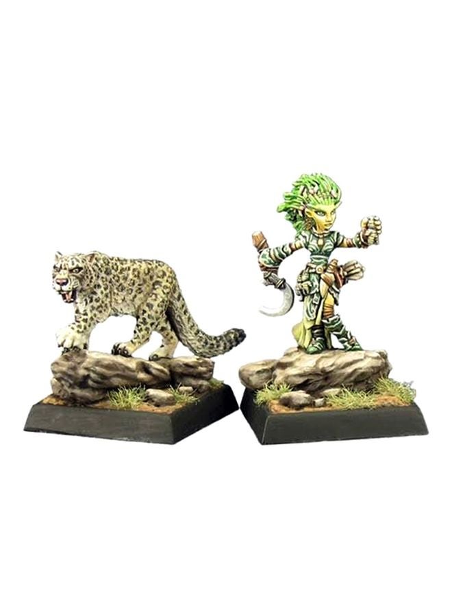 2-Piece Lini Iconic Gnome Druid And Droogami Snow Leopard Pathfinder Miniatures REM60020