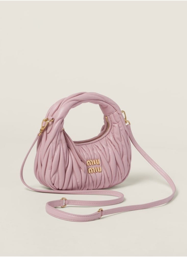 MIU MIU Wander Matelass é Soft Leather Mini Hobo Bag (Snow Pink)