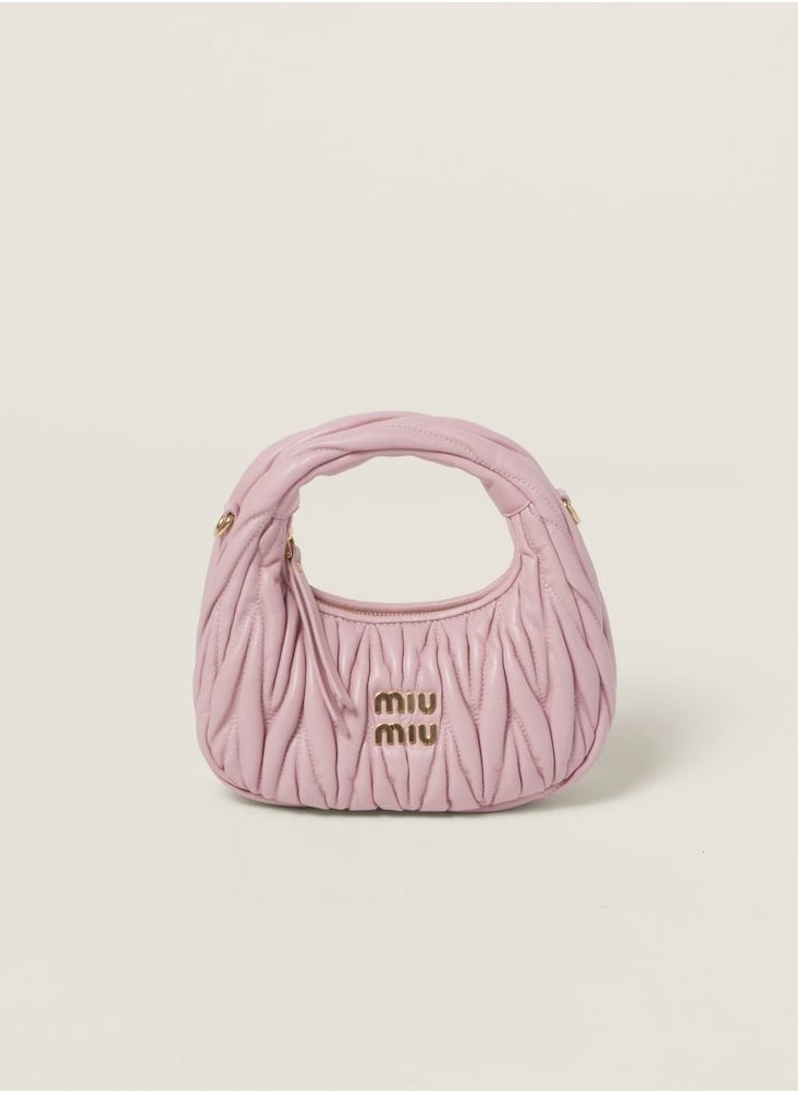 MIU MIU Wander Matelass é Soft Leather Mini Hobo Bag (Snow Pink)