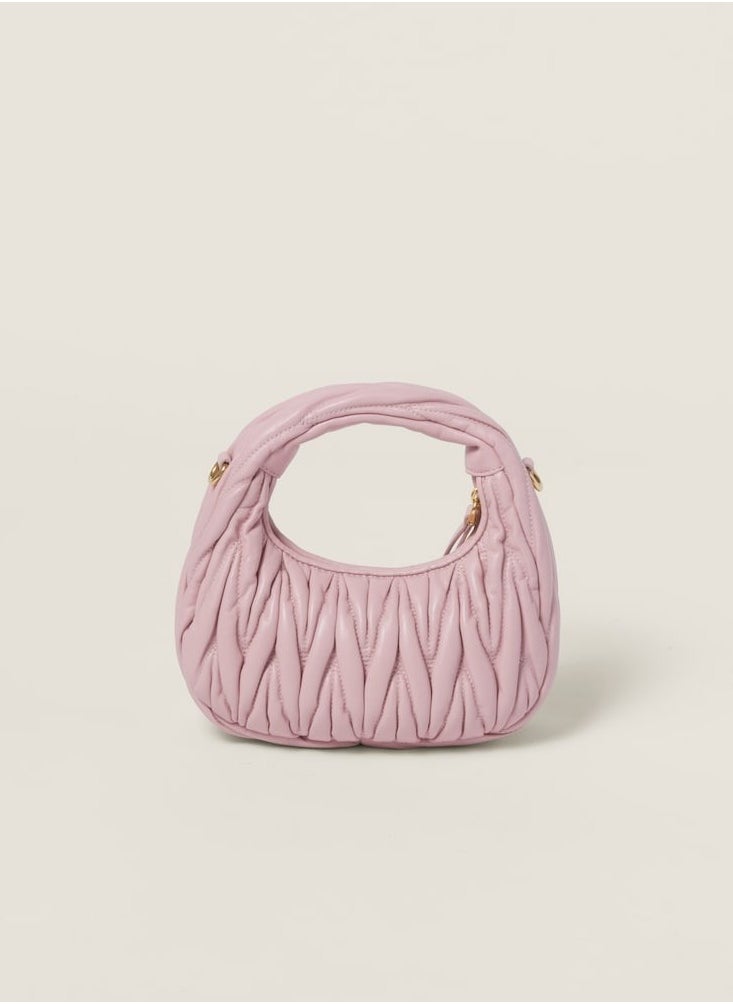 MIU MIU Wander Matelass é Soft Leather Mini Hobo Bag (Snow Pink)