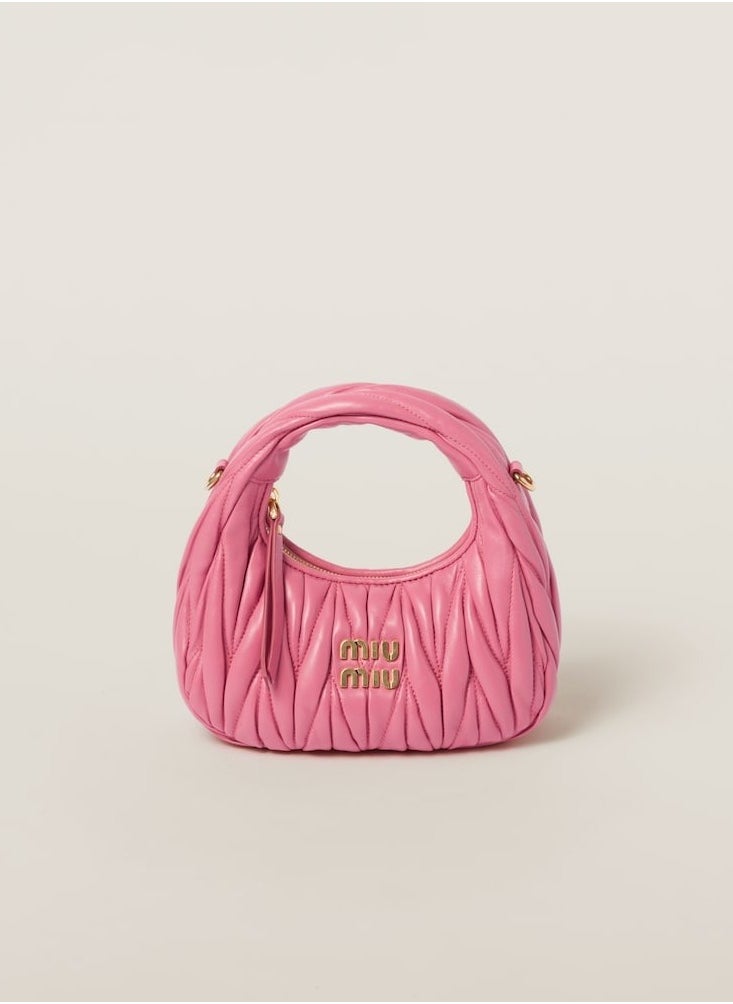 MIU MIU Wander Matelass é Soft Leather Mini Hobo Bag (Haitang Pink)