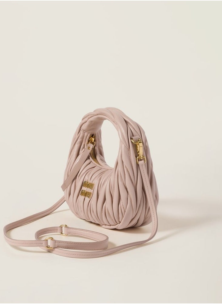 MIU MIU Wander Matelass é Soft Leather Mini Hobo Bag (Naked Pink)