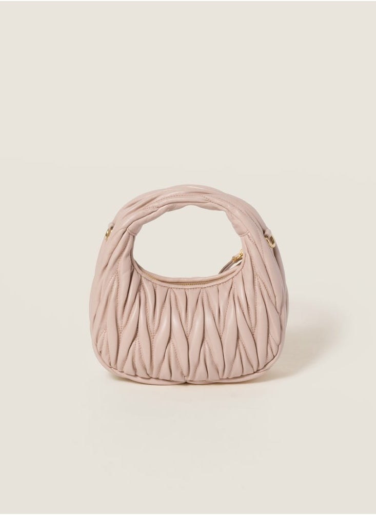 MIU MIU Wander Matelass é Soft Leather Mini Hobo Bag (Naked Pink)