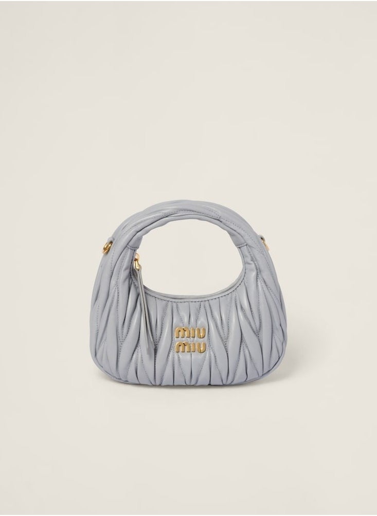 MIU MIU Wander Matelass é Soft Leather Mini Hobo Bag (Pearl Grey)