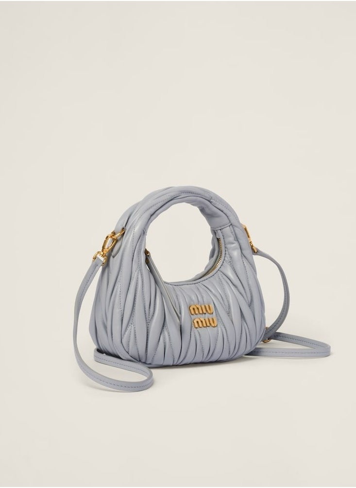 MIU MIU Wander Matelass é Soft Leather Mini Hobo Bag (Pearl Grey)