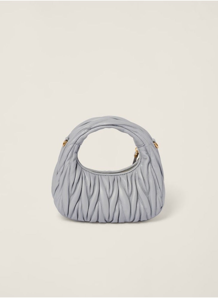 MIU MIU Wander Matelass é Soft Leather Mini Hobo Bag (Pearl Grey)