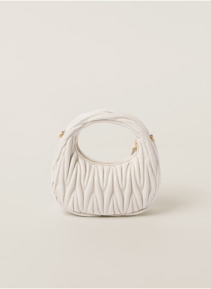 MIU MIU Wander Matelass é Soft Leather Mini Hobo Bag (White)