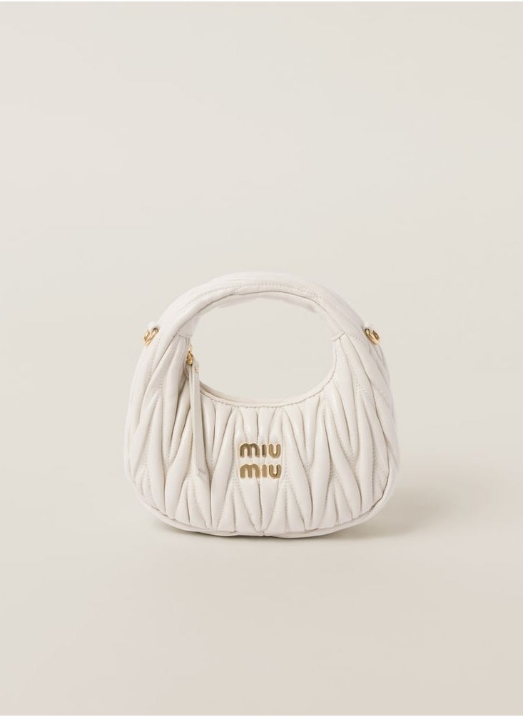 MIU MIU Wander Matelass é Soft Leather Mini Hobo Bag (White)