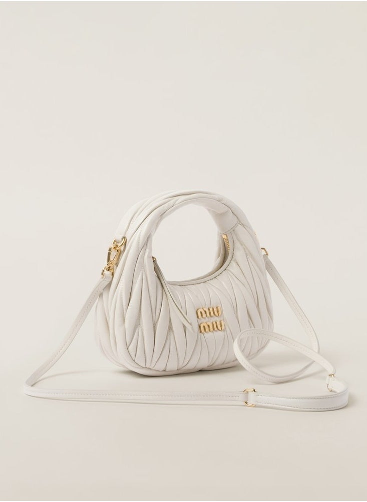 MIU MIU Wander Matelass é Soft Leather Mini Hobo Bag (White)