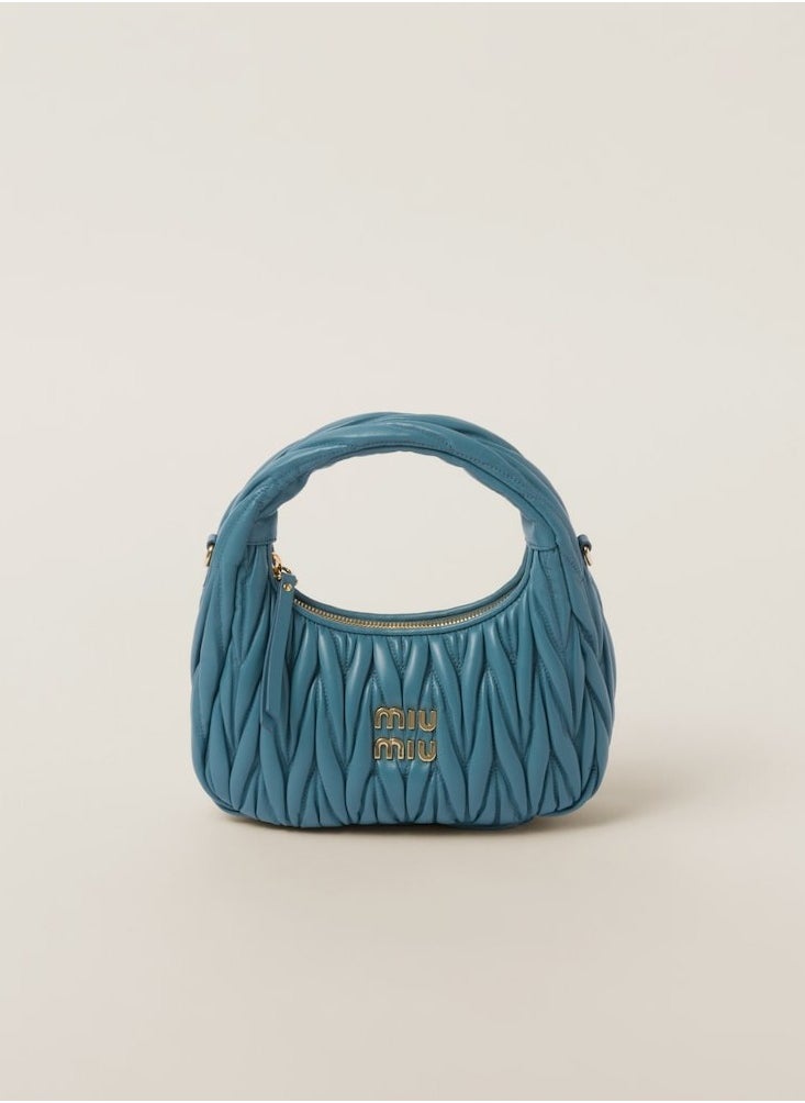 MIU MIU Wander Matelass é Crescent Bag Women's Handbag Adjustable Shoulder Bag (Peacock Blue)