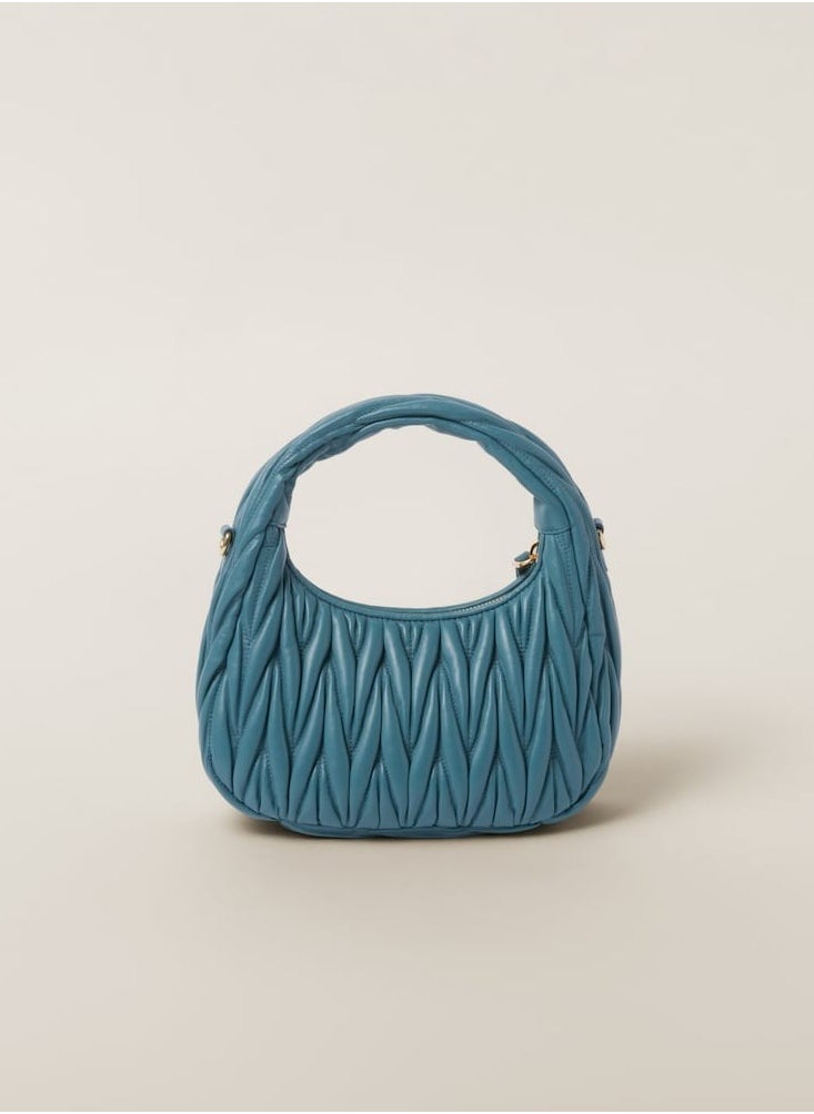 MIU MIU Wander Matelass é Crescent Bag Women's Handbag Adjustable Shoulder Bag (Peacock Blue)