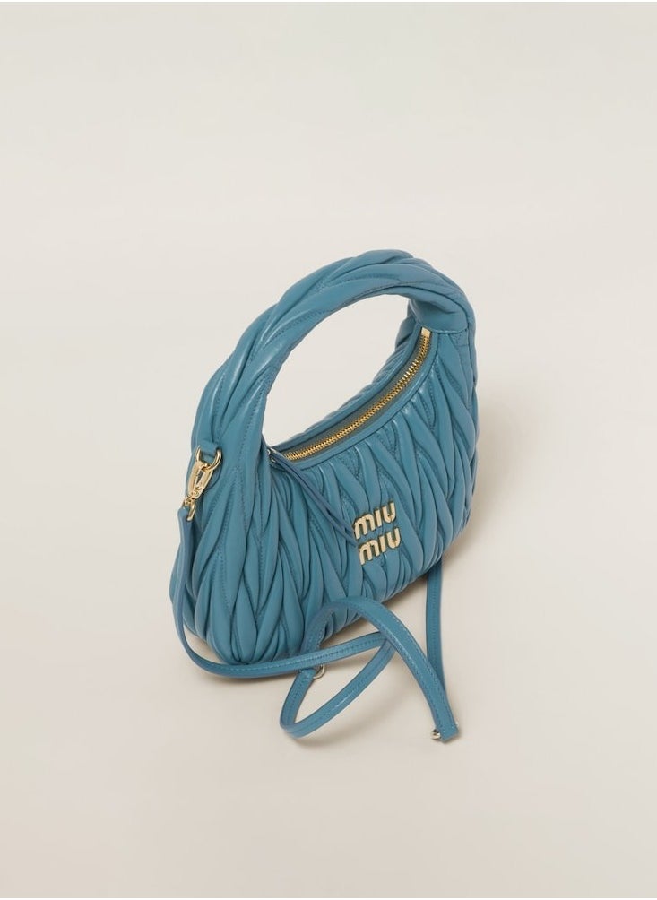 MIU MIU Wander Matelass é Crescent Bag Women's Handbag Adjustable Shoulder Bag (Peacock Blue)