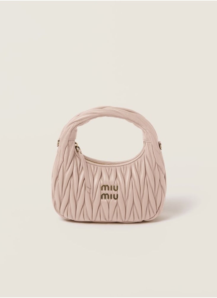 MIU MIU Wander Matelass é Crescent Bag Women's Handbag Adjustable Shoulder Bag (Pink)