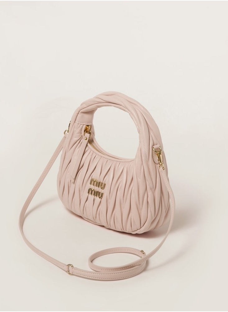 MIU MIU Wander Matelass é Crescent Bag Women's Handbag Adjustable Shoulder Bag (Pink)