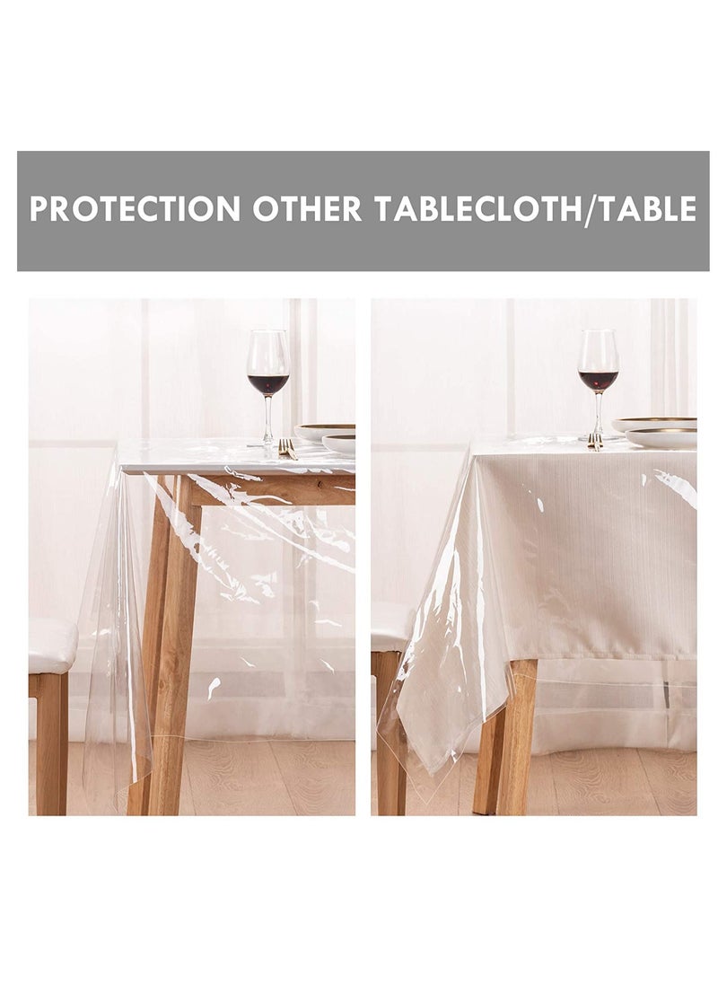 Rectangle Vinyl Tablecloth,100% Waterproof Heavy Duty Oil Spill Proof Stain Resistant Plastic PU Table Cover with Flannel Backing for KitchenDiningParties