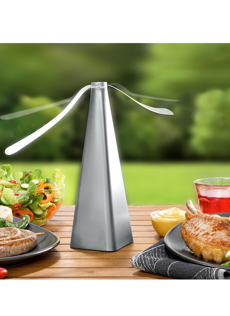 Fly Repellent Fan, Eco-Friendly Fly Insect Mosquito Repellent Fan, Keep Flies Bugs away from Food for Outdoor Table, Lightweight Portable, Camping Meal Home Hotel Restaurant (Silver 1 PCS)