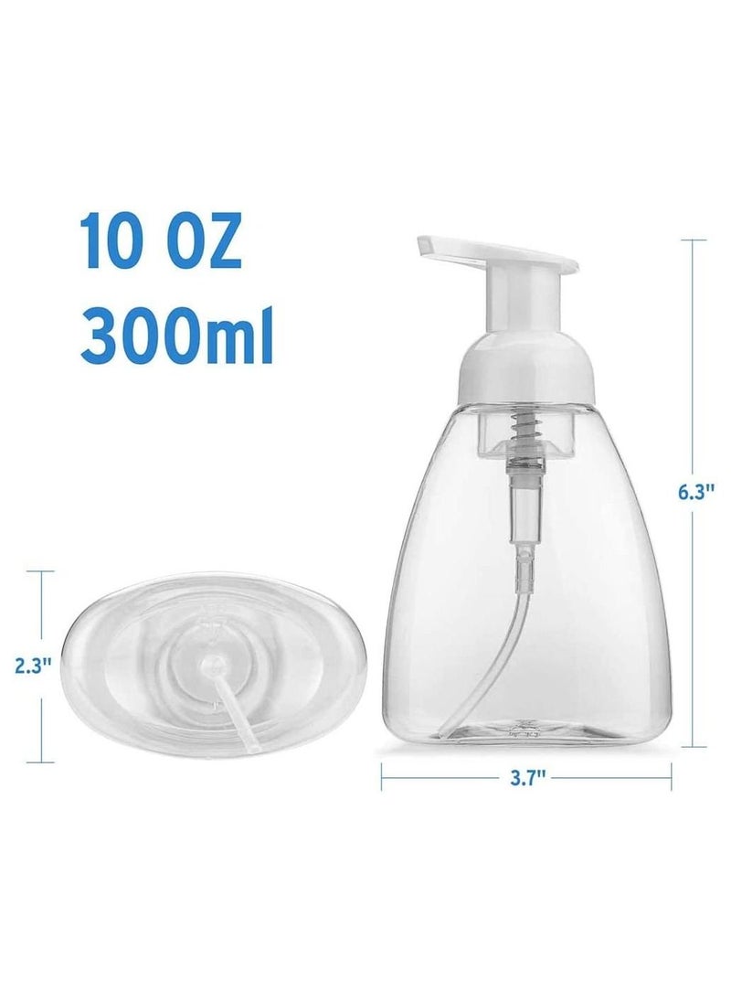 Foaming Soap Dispenser 6 Pack Hand Dispensers Refillable Plastic Foam Bottle Oval Clear Pump Bottles for Kitchen Bathroom 300ml