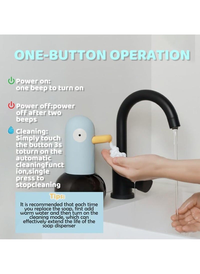 Touchless Soap Dispenser Cartoon Duck Shape Hand Soap Dispenser with 2 Adjustable & IPX4 Waterproof, 400ml Rechargeable Soap Dispenser