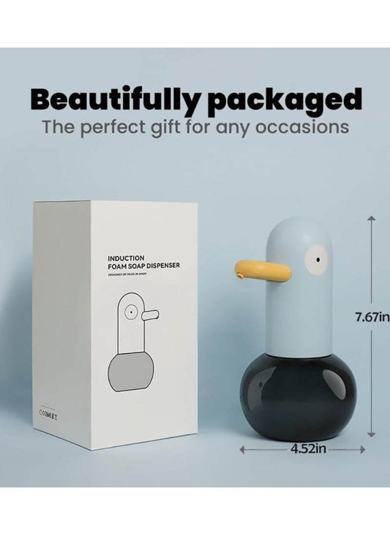 Touchless Soap Dispenser Cartoon Duck Shape Hand Soap Dispenser with 2 Adjustable & IPX4 Waterproof, 400ml Rechargeable Soap Dispenser