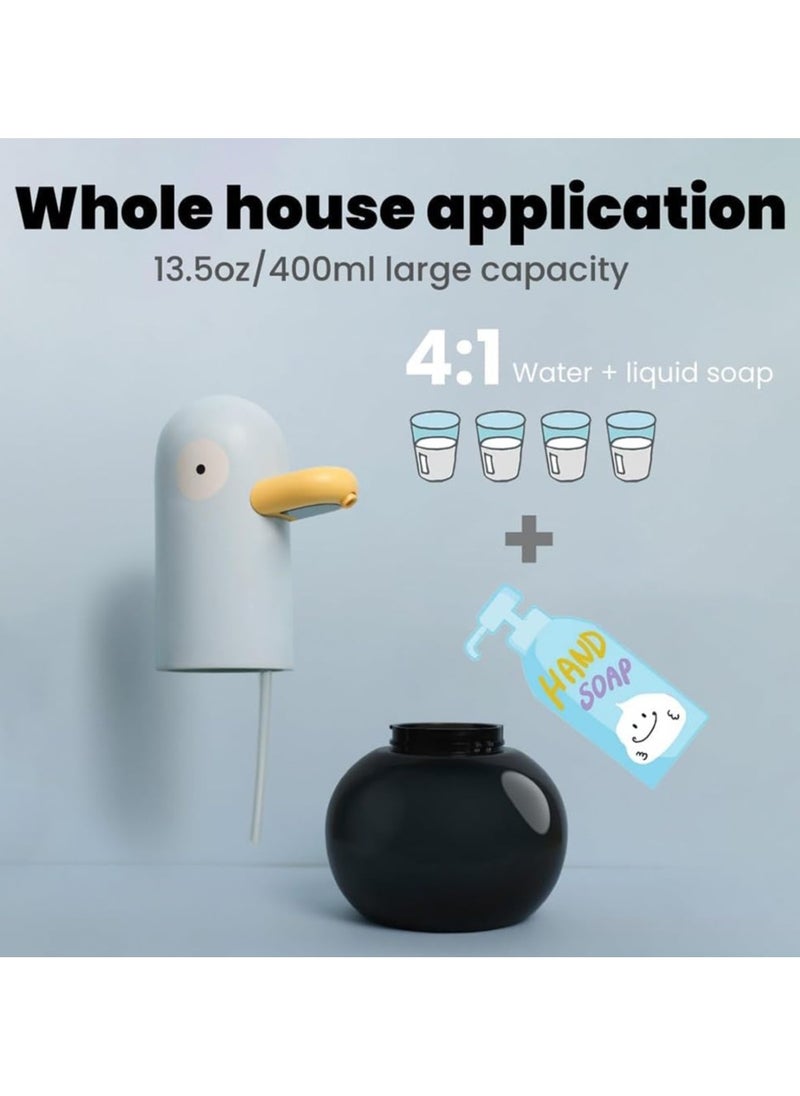 Touchless Soap Dispenser Cartoon Duck Shape Hand Soap Dispenser with 2 Adjustable & IPX4 Waterproof, 400ml Rechargeable Soap Dispenser