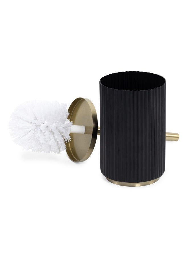 Toilet Brush Holder, Black & Gold - 10.5X10.5 Cm