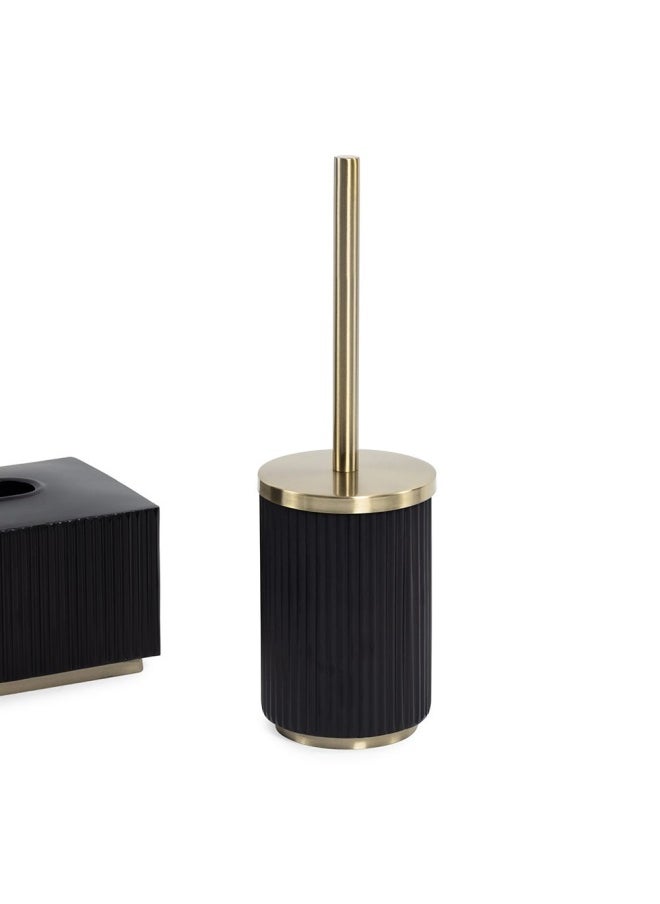 Toilet Brush Holder, Black & Gold - 10.5X10.5 Cm