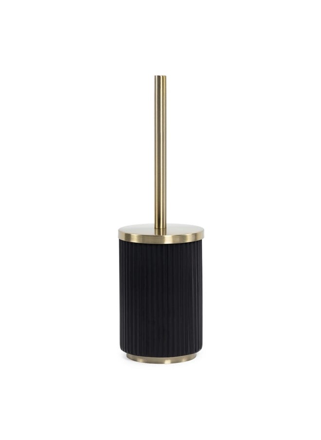 Toilet Brush Holder, Black & Gold - 10.5X10.5 Cm