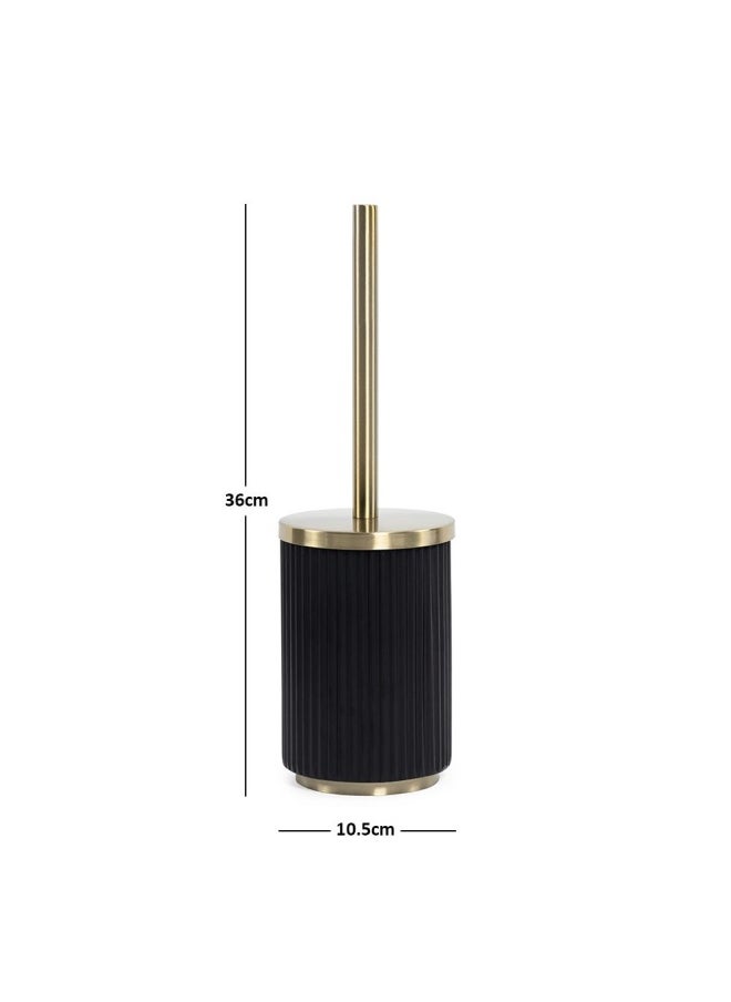 Toilet Brush Holder, Black & Gold - 10.5X10.5 Cm