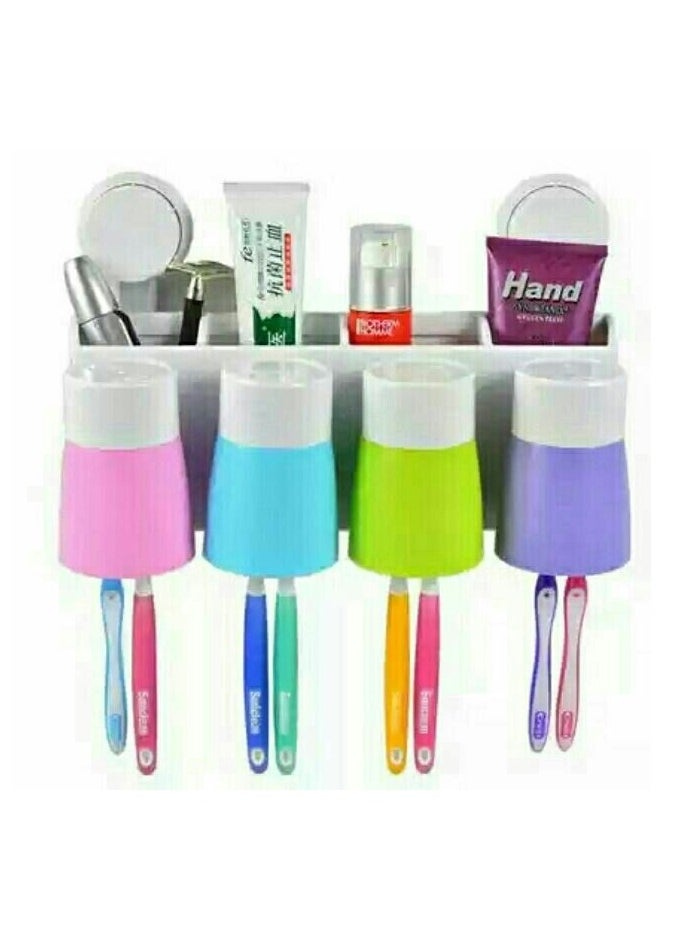 Automatic Toothpaste Dispenser & Toothbrush Holder  Space Saving MultiFunctional Bathroom Organizer