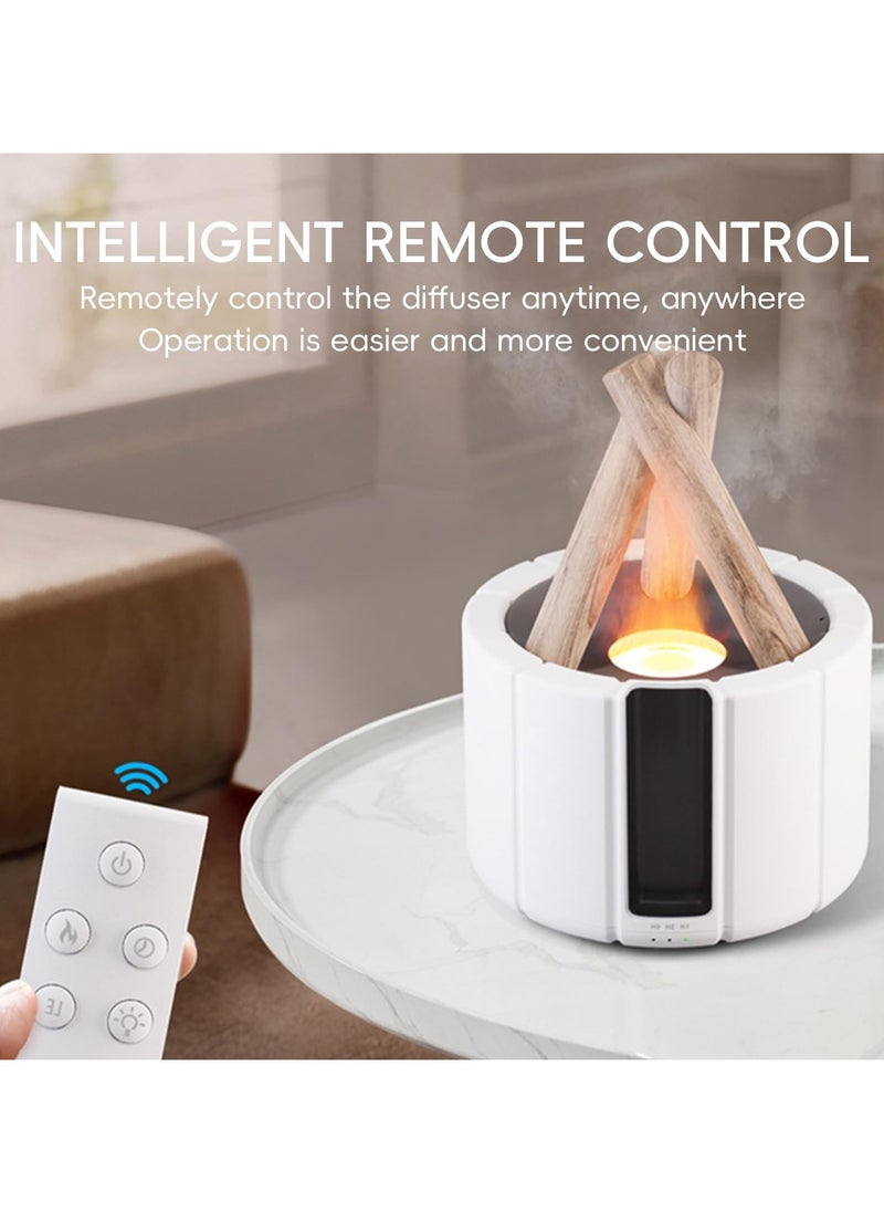 Bonfire Flame Aromatherapy Essential Oil Diffuser with Remote Control, Adjustable Mist u0026 Brightness, Auto Shut-Off, 250ml Cool Mist Humidifier for Home, Bedroom, Office (White)