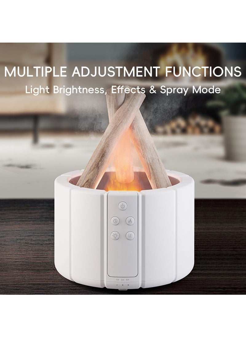 Bonfire Flame Aromatherapy Essential Oil Diffuser with Remote Control, Adjustable Mist u0026 Brightness, Auto Shut-Off, 250ml Cool Mist Humidifier for Home, Bedroom, Office (White)