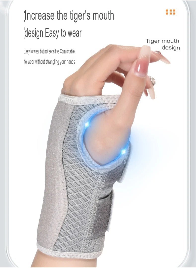 Wrist Brace, Adjustable Wrist Wraps Wrist Support, Carpal Tunnel Wrist Strap With Compression Sleeve For Arrthritis Tendonitis Sprain Injuries Wrist Pain, (Grey Left Hand, Small And Medium Size)