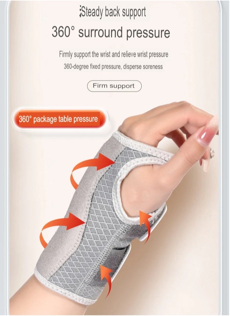 Wrist Brace, Adjustable Wrist Wraps Wrist Support, Carpal Tunnel Wrist Strap With Compression Sleeve For Arrthritis Tendonitis Sprain Injuries Wrist Pain, (Grey Left Hand, Small And Medium Size)