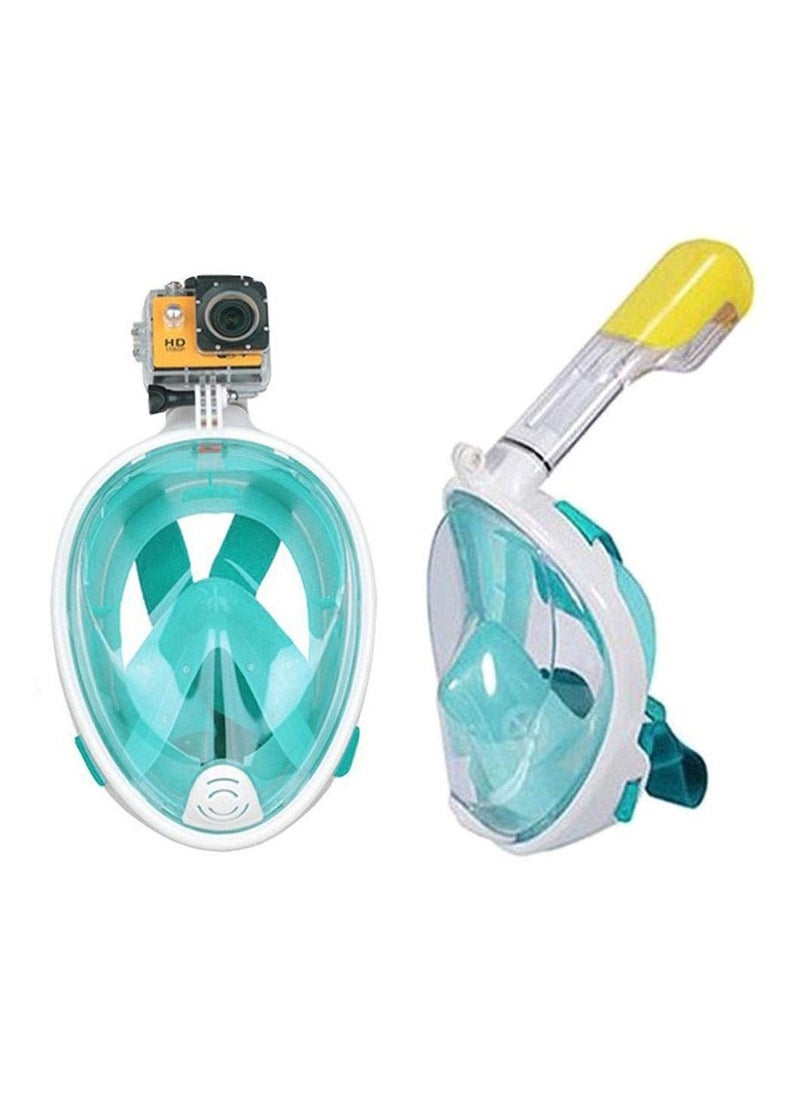 M size anti fog detachable dry snorkeling full face mask set scuba diving mask-green