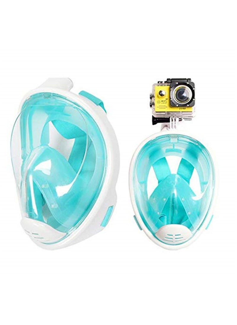M size anti fog detachable dry snorkeling full face mask set scuba diving mask-green