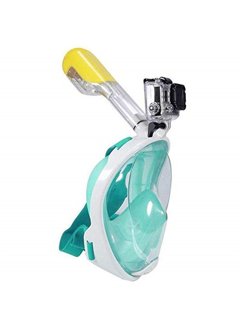 M size anti fog detachable dry snorkeling full face mask set scuba diving mask-green