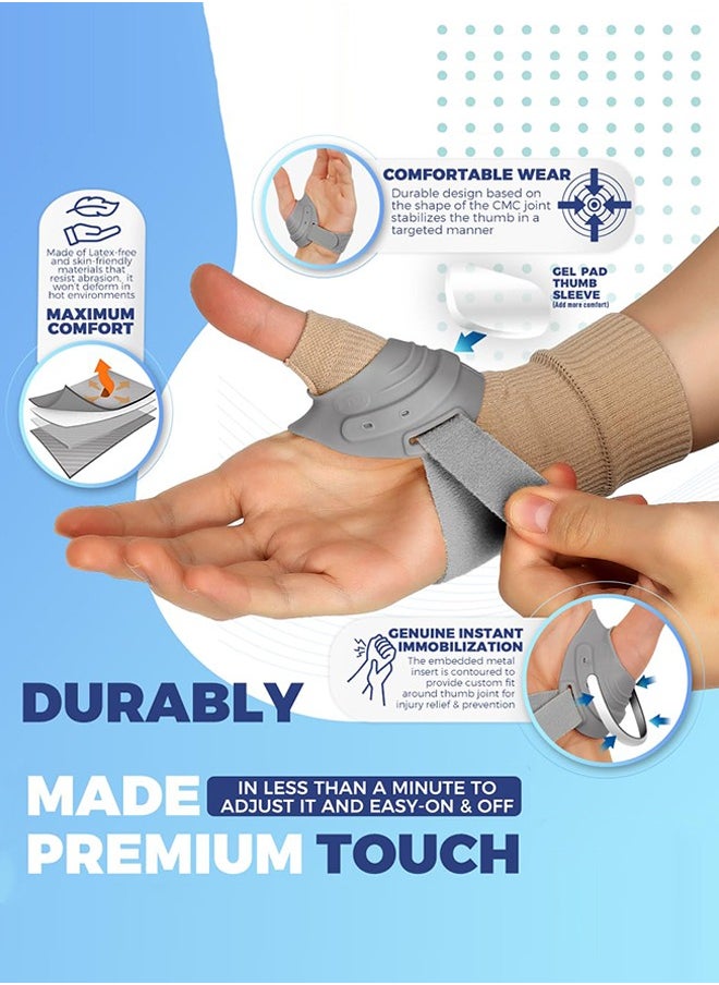 Thumb Brace Splint, CMC Joint Support Stabilizer for Thumb CMC Joint Pain, Instability, Tendonitis, Lightweight & Adjustable Thumb Support Brace for Men and Women (Slate - Right)