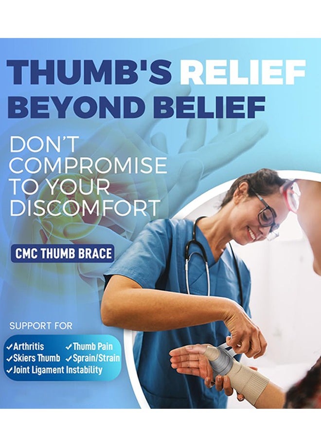 Thumb Brace Splint, CMC Joint Support Stabilizer for Thumb CMC Joint Pain, Instability, Tendonitis, Lightweight & Adjustable Thumb Support Brace for Men and Women (Slate - Right)