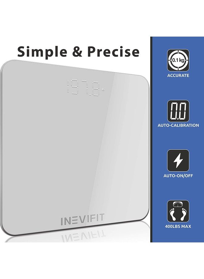 Digital Bathroom Body Scale Silver 11.81x10.24x0.71inch